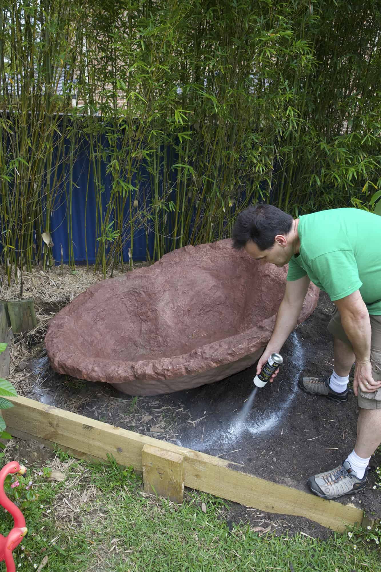 AQUAPRO Rock Look Pond Installation - Mark digging hole