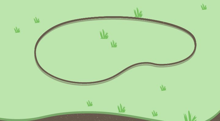 A outline of a new pond on grass - graphic